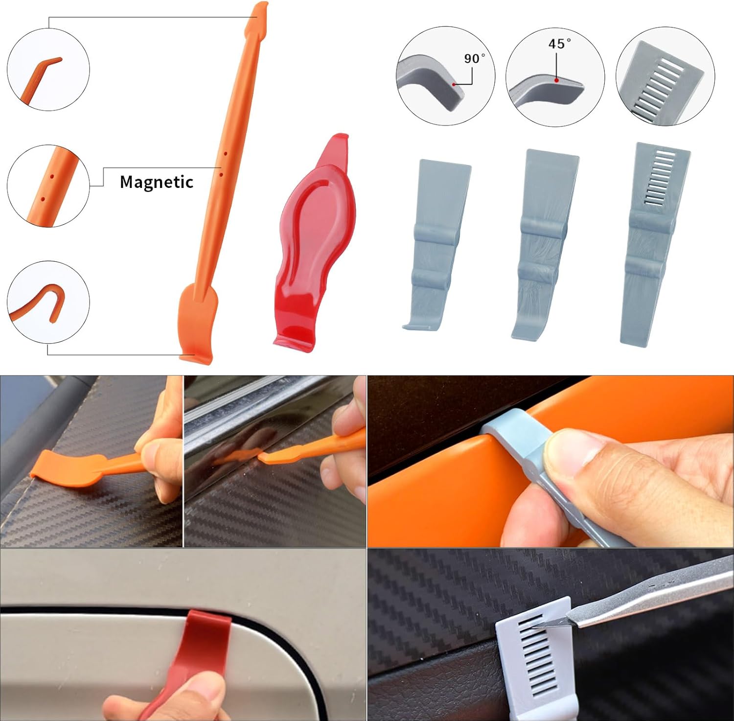 Vehicle Vinyl Wrap Applicator Tool Kit Car Wrap Squeegee Kit Automotive Window Tint Tools with Vinyl Wrap Magnetic Holder for Car Wrapping