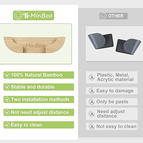 Miniatura 4 de Organizador de tapa de olla de bambú para puerta de armario para pared de cocina, juego de 2 soportes para tapas de ollas y sartenes en el armario,