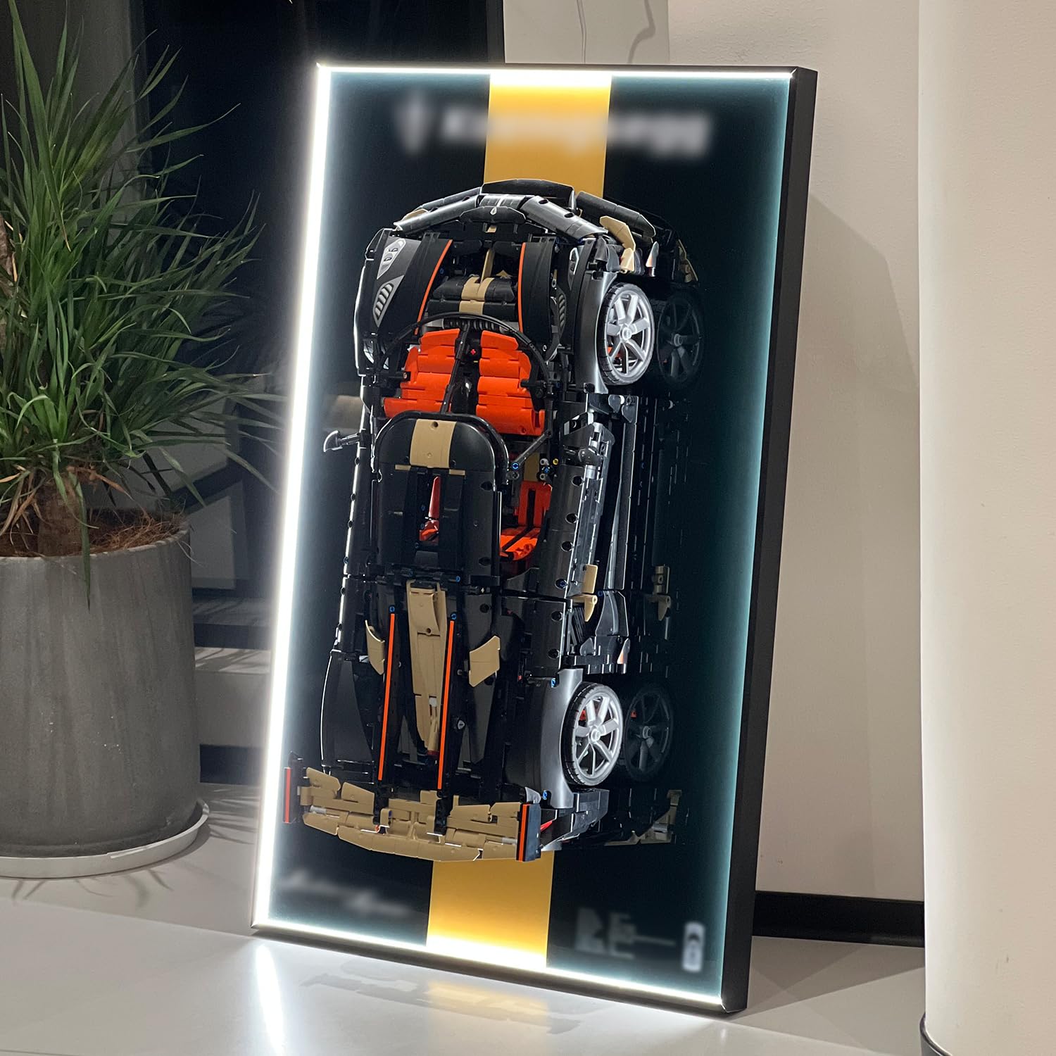 Display Wallboard for LEGO Technic Koenigsegg Sadair's Spear Megacar 42232 Race Car Building Kit, Adult Collectibles Wall Mount, Built-in LED Lighting (No Car Included)
