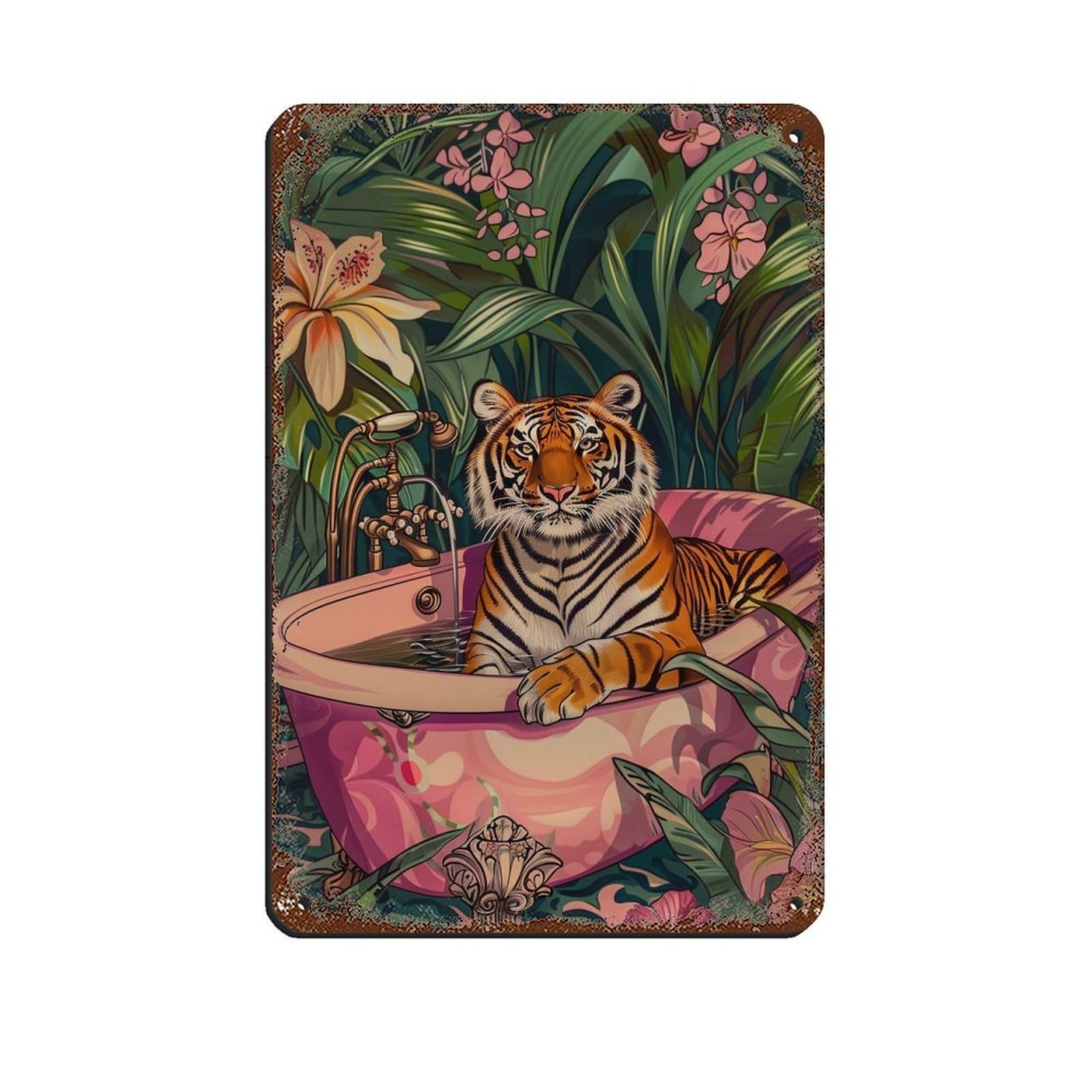 Matisse Tiger On The Bathtub Poster Retro Poster Metal Tin Sign Chic Art Retro Iron Painting Bar People Cave Cafe Family Garage Poster Wall Decoration 8x12inch(20x30cm)
