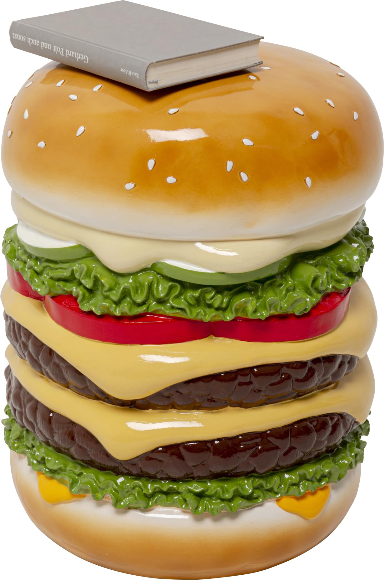 Kare Design Sitzhocker Burger, Mehrfarbig, Durchmesser 36 cm, Burger-Motiv, 110kg Belastbarkeit, Rund, Hocker, Dekoobjekt, Wohnzimmer