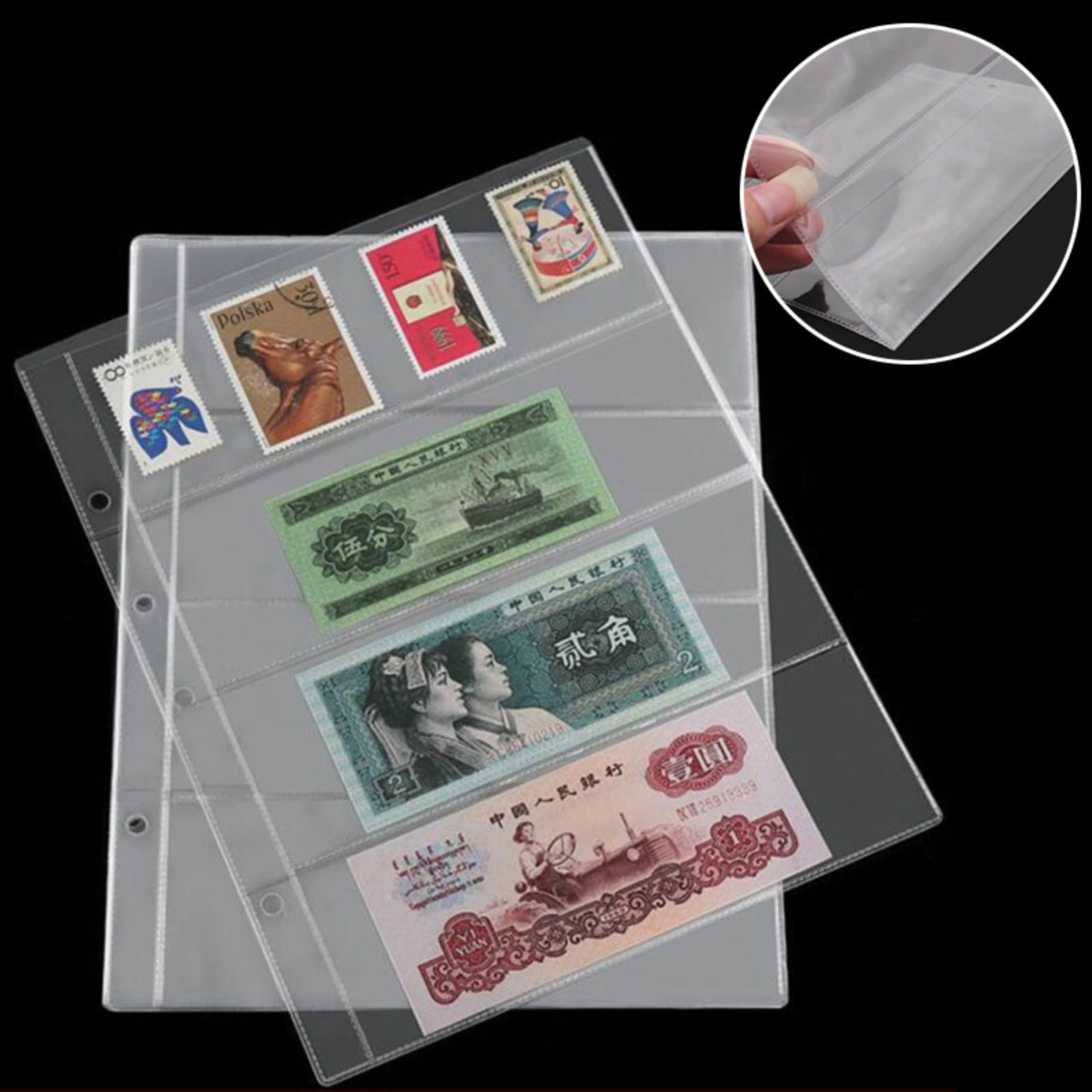 Set De 10 Fundas De Almacenamiento Para Billetes De Banco – 4 Bolsillos Por Página, Tamaño 252x200 Mm, Ideales Para Coleccionistas De Monedas Y Papel Moneda