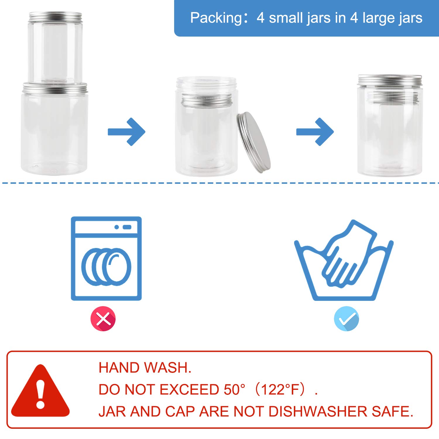 Barattoli In Plastica Trasparente Da 230 Ml, Con Coperchio Nero, Ricaricabili, Contenitori Da Cucina Per Alimenti Secchi, Caffè, Noci E Altro Ancora, Confezione Da 6 - Foto 12