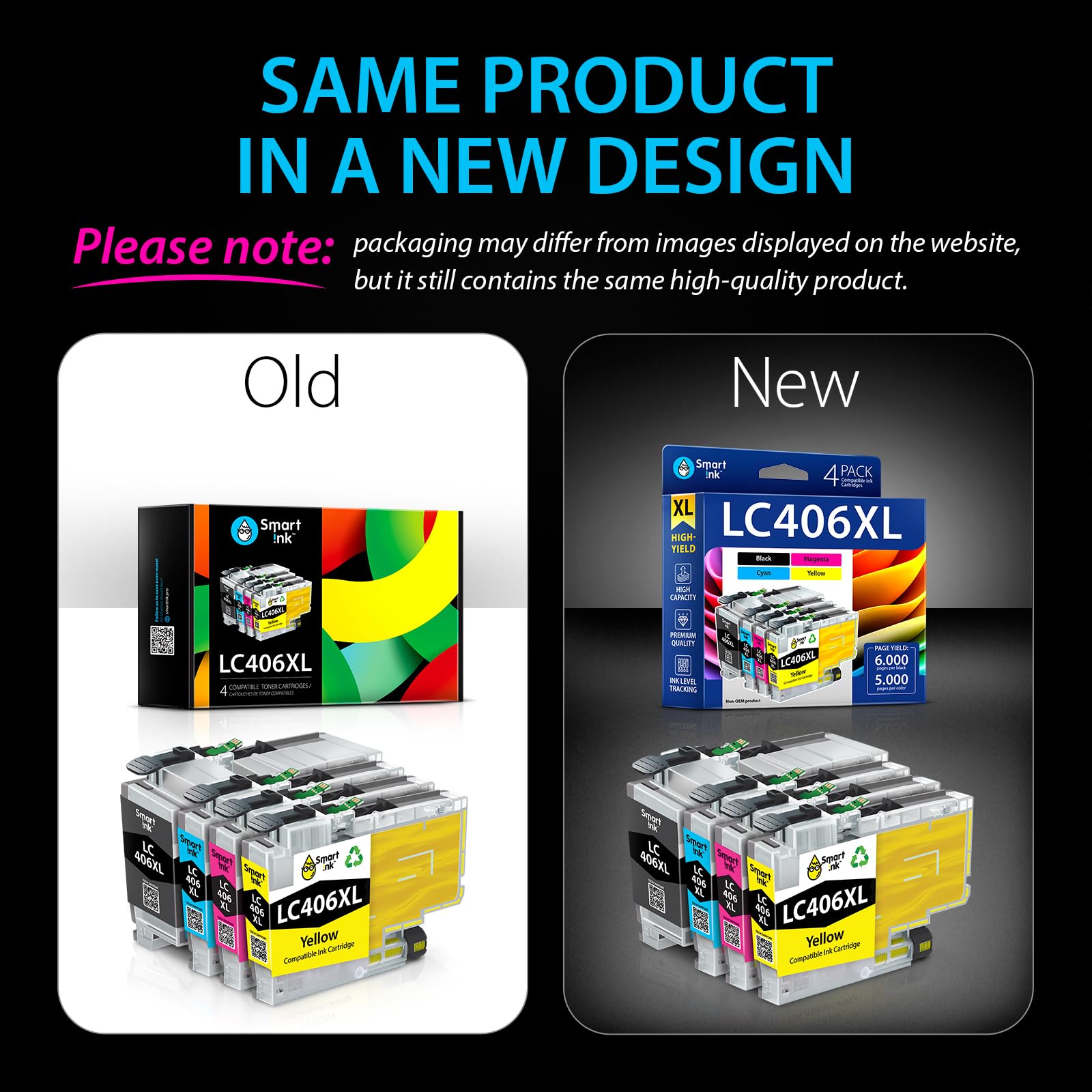 Smart Ink Lot de 4 Cartouches d'encre de Rechange pour Brother LC406 XL LC406XL LC 406 Combo Pack à Utiliser avec MFC-J4335DW MFC-J5855DW MFC-J6555DW MFC-J4535DW MFC-J6955DW (Noir, Cyan, Magenta,