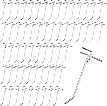 LEXININ 60 PCS 10cm/4 inch Pegboard Hooks, 25mm/1 Inch Hole Metal Pegboard Accessories, Single Panel Display Hooks for Retail Store Supermarket Garage