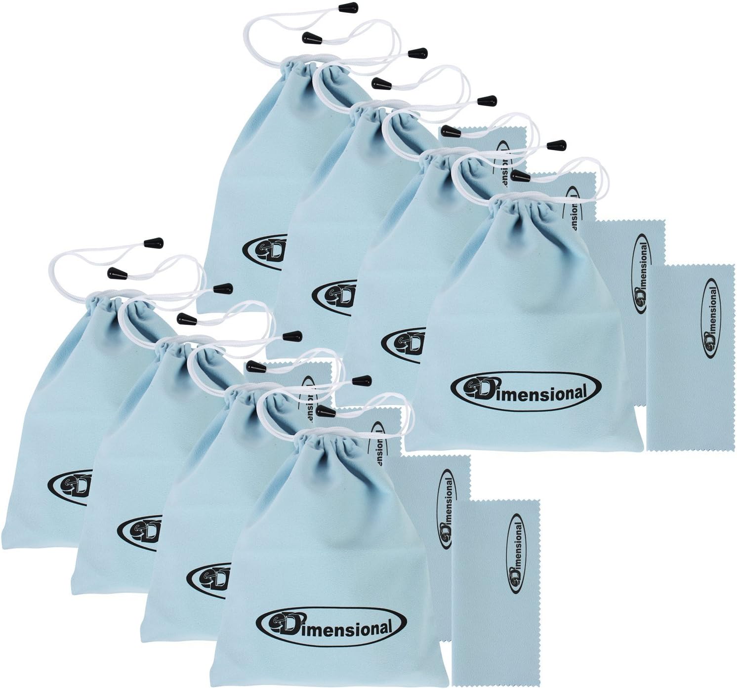 eDimensional 8 Pack eD 3D Glasses Storage Bag Sky Blue Case Compatible with Samsung 3D Glasses and All Other Active 3-D Glasses with Non Foldable Arms - Includes Microfiber Cleaning Cloth!