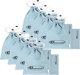 eDimensional 8 Pack eD 3D Glasses Storage Bag Sky Blue Case Compatible with Samsung 3D Glasses and All Other Active 3-D Glasses with Non Foldable Arms - Includes Microfiber Cleaning Cloth!