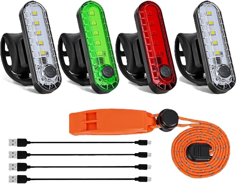 Nilight Marine Boat Navigation Light 4PCS Red Green White Four Modes Lamp | Port Starboard Stern Lights Waterproof Rechargeable Warning Safety Lamp For Skeeter Yacht Pontoon Trailer Truck Bike
