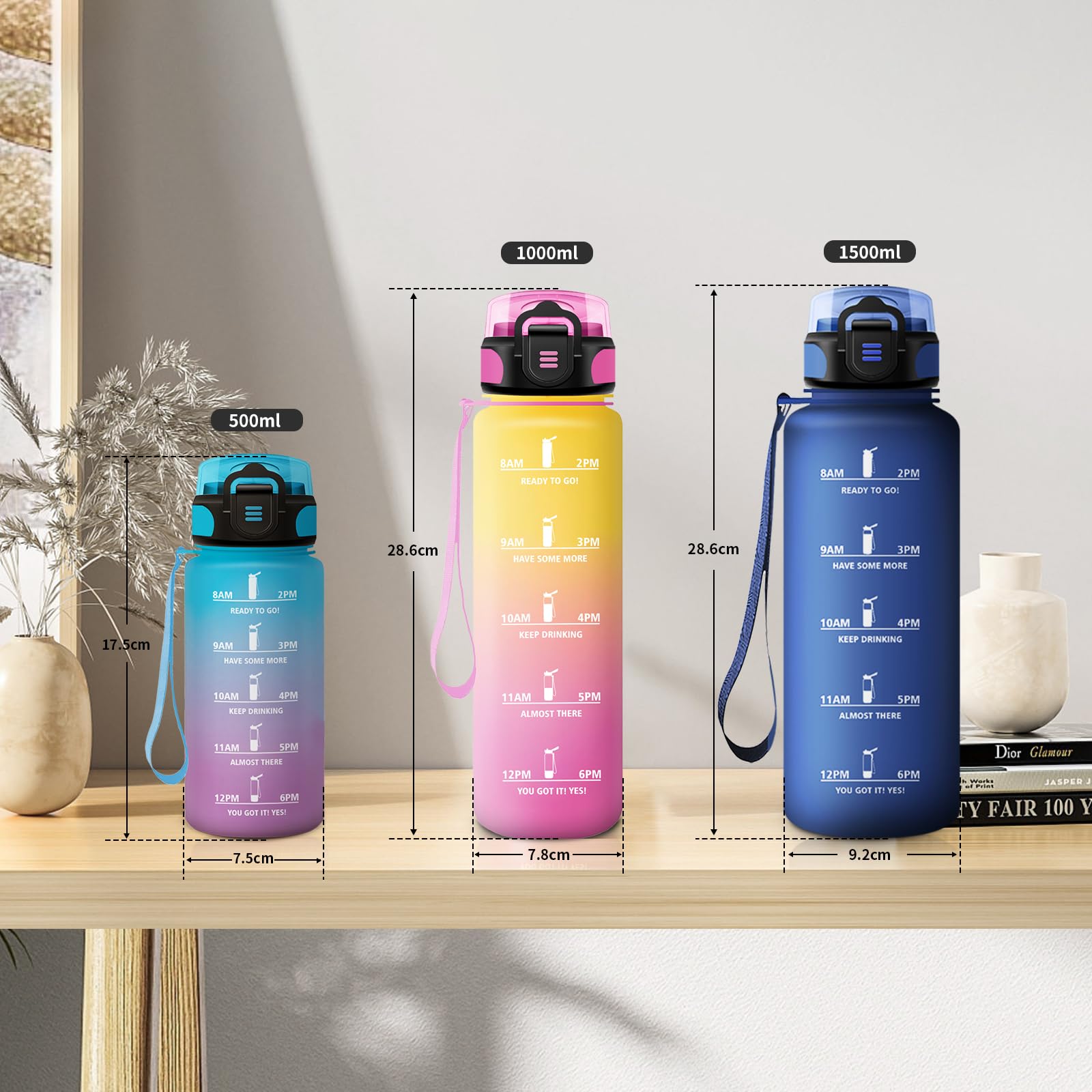 KollyKolla Gourde 1L, Gourde Sport, Étanche & Réutilisable, Bouteille d'eau avec Marqueur de Temps et Filtre, sans BPA, Water Bottle pour Enfant & Adulte, l'école, Cyclisme, Voyage, Camping KollyKolla Gourde 1L, Gourde Sport, Étanche & Réutilisable, Bouteille d'eau avec Marqueur de Temps et Filtre, sans BPA, Water Bottle pour Enfant & Adulte, l'école, Cyclisme, Voyage, Camping