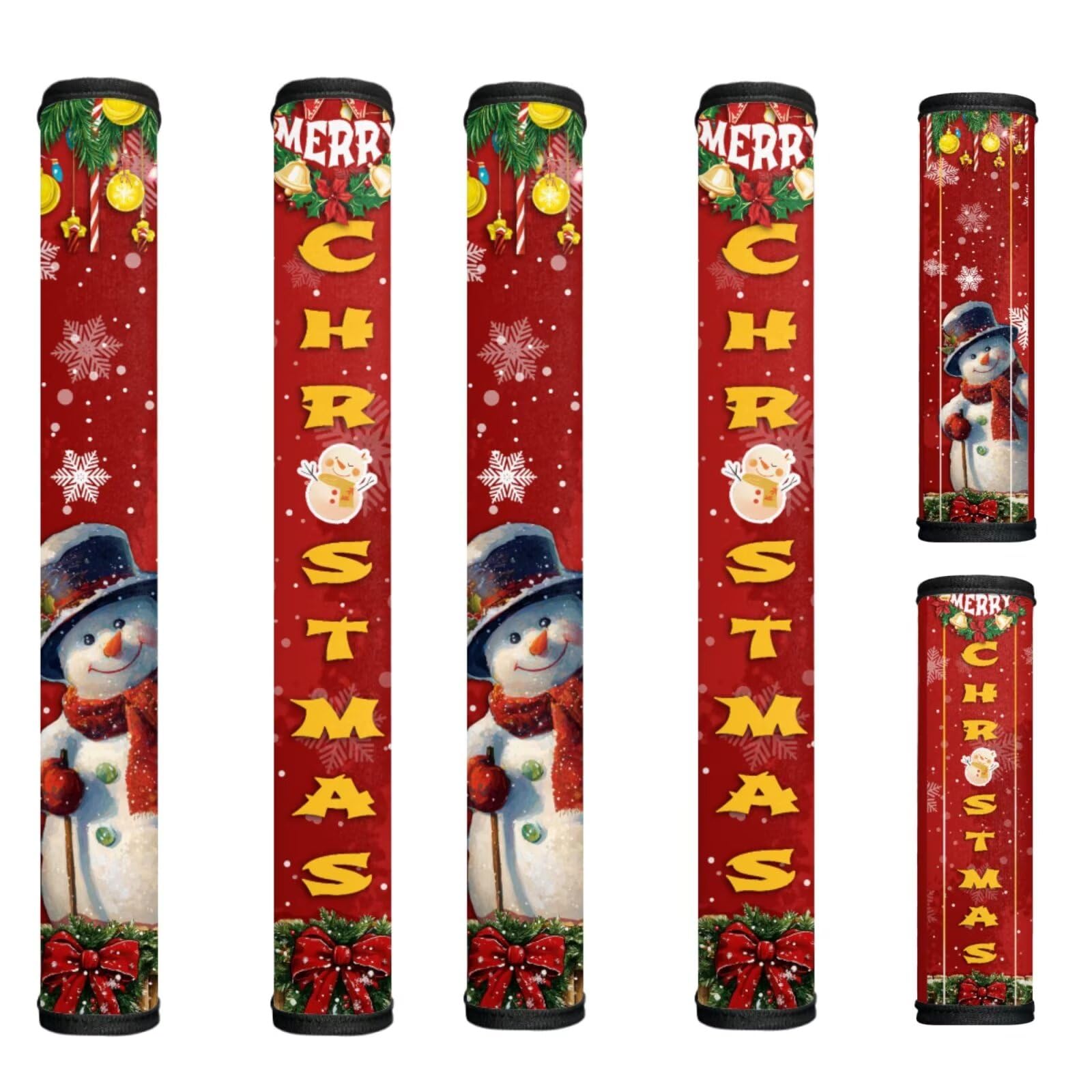 Christmas Refrigerator Handle Covers Set of 6 Snowman Kitchen Appliance Handle Covers Non-Slip Washable Autumn Pumpkin Fridge Door Handle Protector, Keep Off Fingerprints,Food Stains