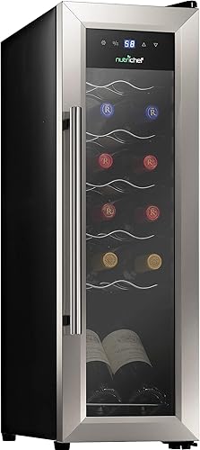 NutriChef - Refrigerador para 12 botellas de vino termoeléctrico, para encimera | Refrigerador, refrigerador de funcionamiento silencioso, Compresor