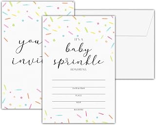Baby Shower Invitations With Envelopes, It's A Baby Sprinkle Gender Neutral Invitation, Double-Sided Confetti Fill In Invites, Gender Reveal Party Decorations, 25 Cards With 25 Envelopes(A09)