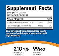 Vista 2 de Nutricost Potasio (99 mg) Citratos de magnesio (210 mg), 240 cápsulas, sin OMG, sin gluten