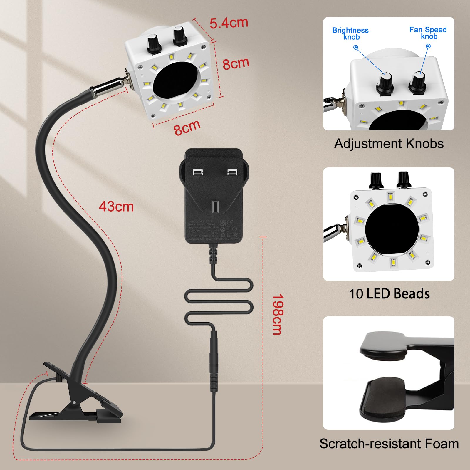 Treedix Kit estrattore fumi per saldatura, ventola assorbitore d'aria per saldatura, rimozione fumi portatile con luci LED dimmerabili e aspirazione, 15 filtri a carbone attivo per saldatura