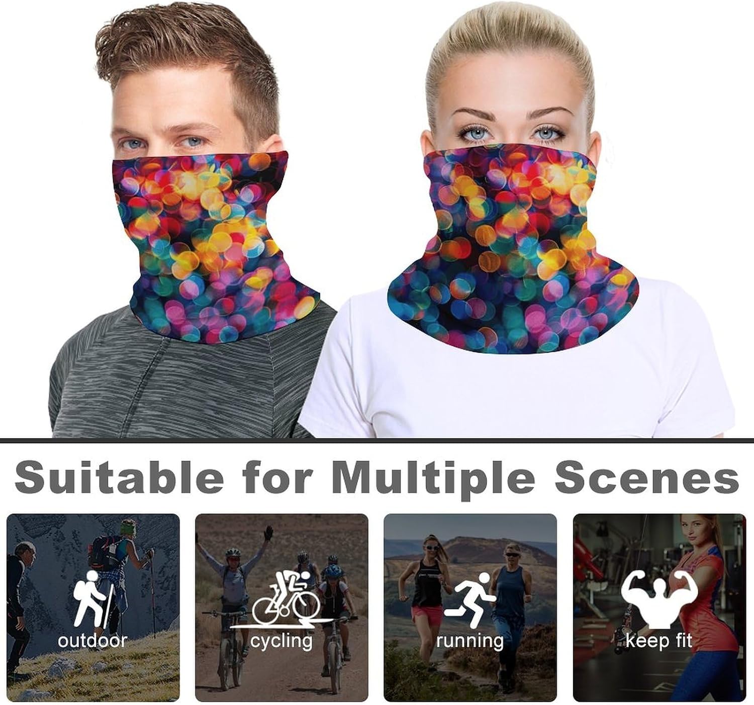 Warmer Neck Gaiter for Men Women Windproof Neck Gaiter Mask Colored Light Spots Face Cover Balaclava Scarf image 4
