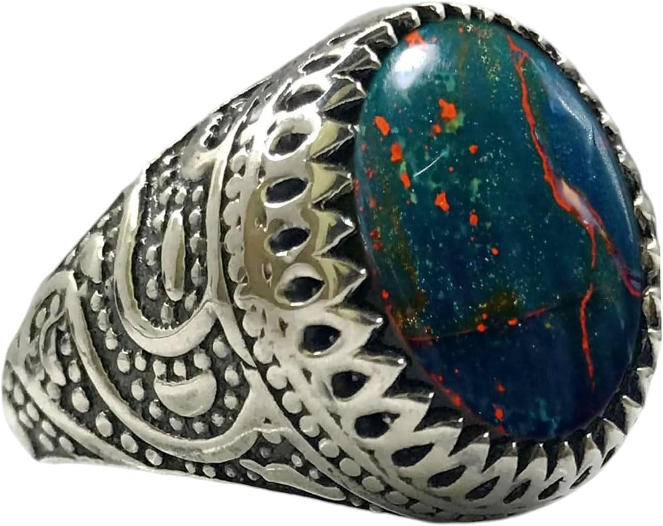 Blood Stone Solid 925 Sterling Silver Ring, Natural Oval Cab Bloodstone Gemstone Ring, Gorgeous Bloodstone Silver Ring, Handmade Jewelry, Men's Ring, Gift For Him, Best Gift For Mens