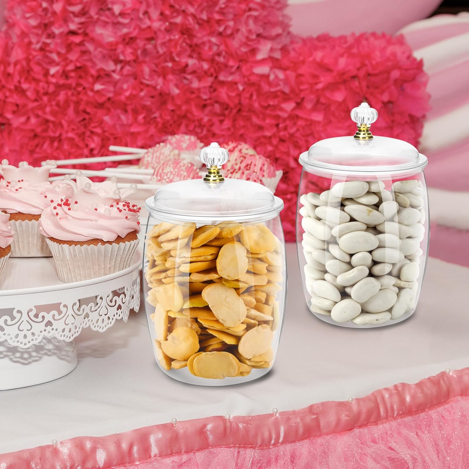 8 Pack 64 Oz Plastic Candy Jar with Lids, Airtight Clear Cookie Storage Containers, Leakproof Apothecary Style Kitchen Organization for Home, Wedding, Pantry & Bathroom Decor