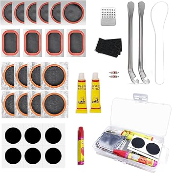 54-teiliges Fahrrad Reifen Flickzeug Set - Komplett-Reparaturset Mit Box Für Radfahrer