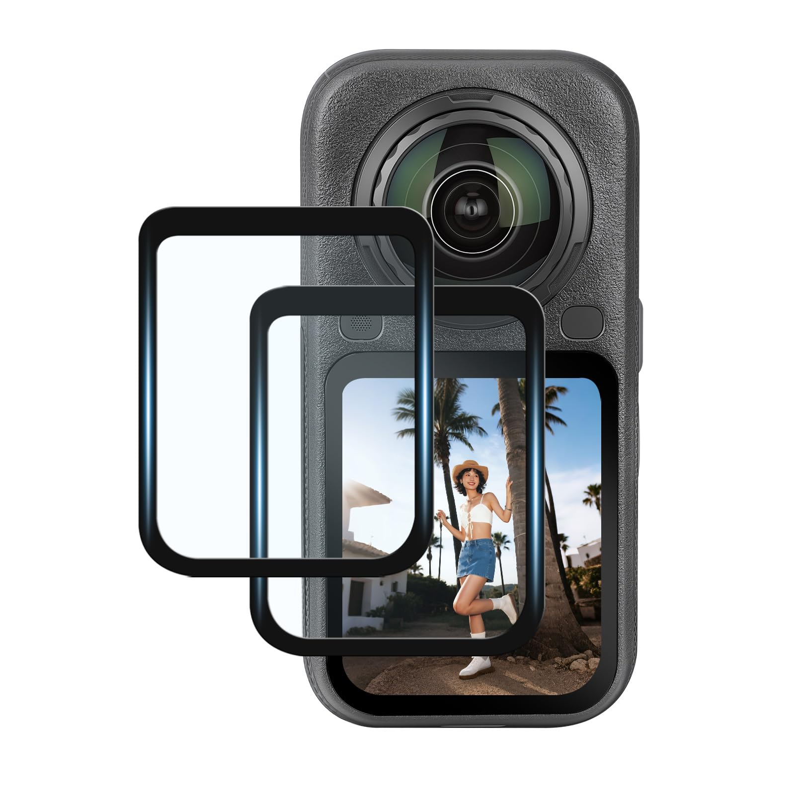 AMAZEAR 9H Tempered Glass Screen Protector for Insta360 X6 (2-Pack)