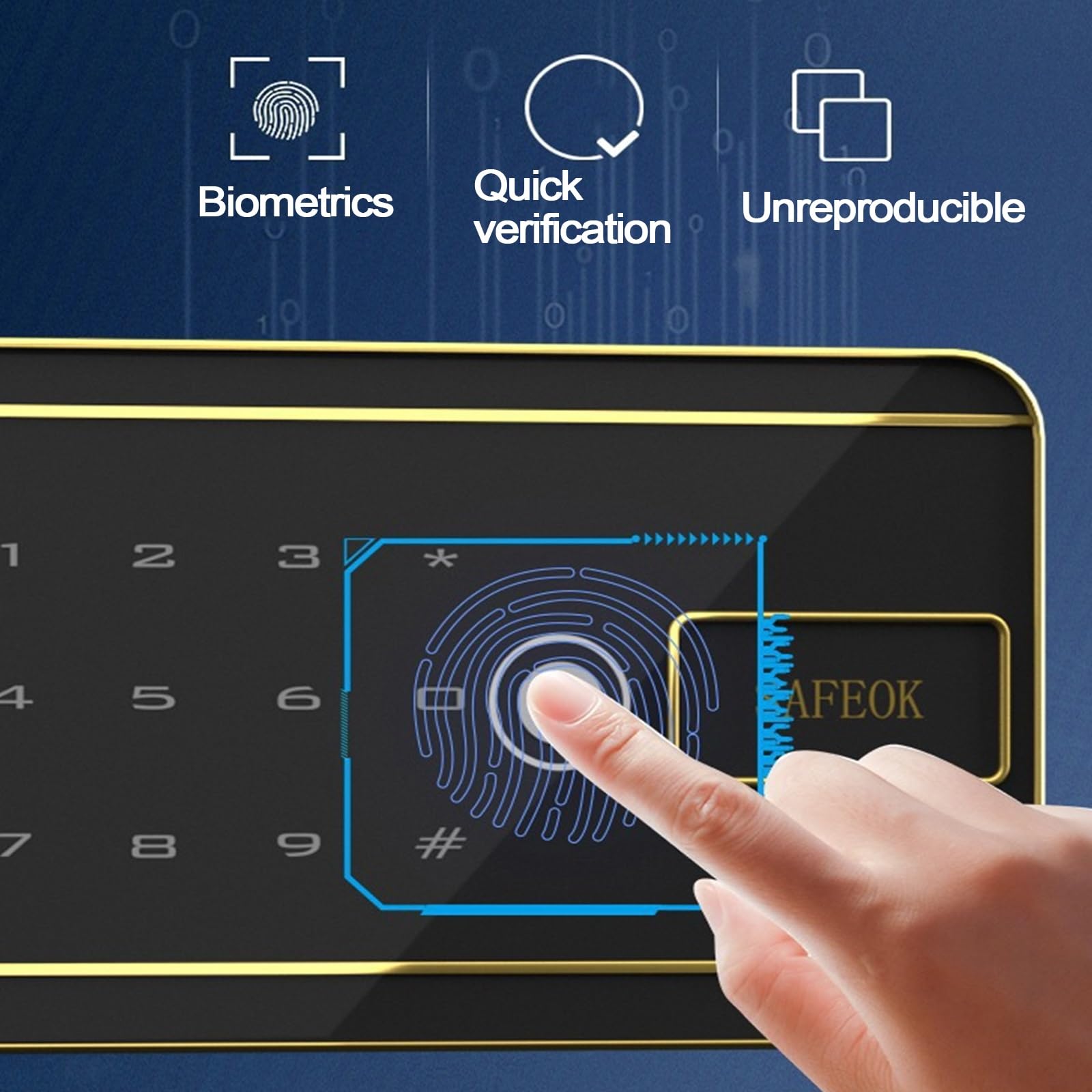 Cassaforte Piccola con Impronta Digitale Ignifugo Cassaforte Interamente In Acciaio con Touchscreen Intelligente Doppio Allarme Intelligente Safe per La Casa, L'hotel e L'ufficio(Black,38x45x33cm)