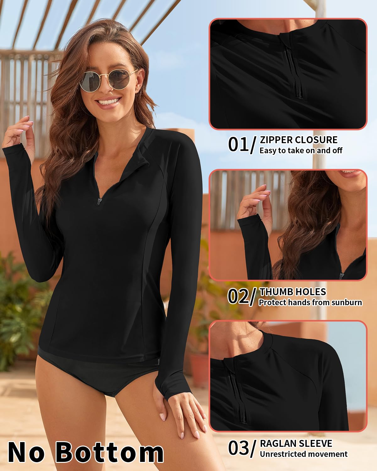 WOWENY Rashguard Chemise de Protection UV à Manches Longues pour Femmes UPF 50+ Chemise de Natation pour l'eau,la Plage, Le Surf,la Natation, séchage Rapide