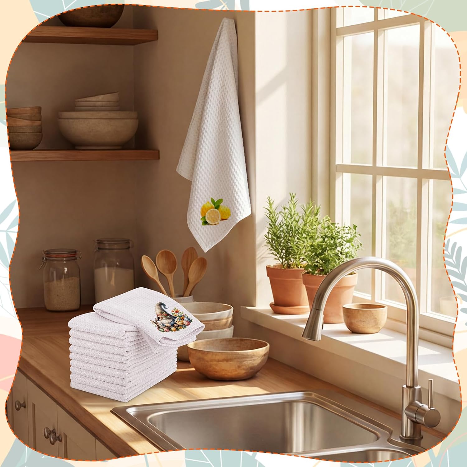 30 Pcs Sublimation Towels Blank,12x12 Inch DIY Microfiber Waffle Sublimation Kitchen Towel Heat Transfer White Dish Tea Towels Blanks