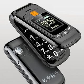 Lazmin112 Flip Cell Phone for Seniors, Large Clear Buttons for Seniors, Unlocked GSM Phone with 2.4 + 1.4 Dual Screens, 2 SIM, 2800mAh Big Battery, Flashlight