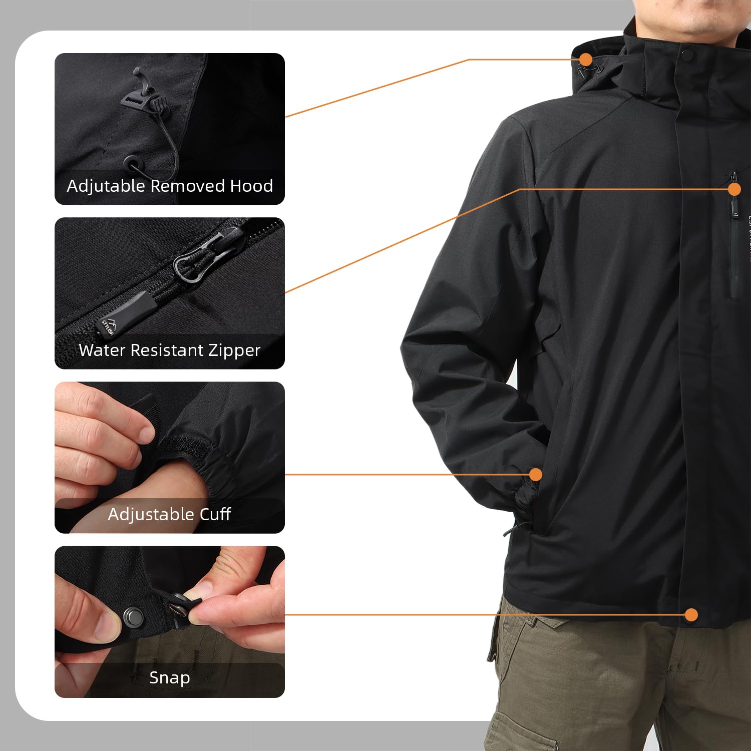 Chaquetas Impermeables para Exteriores para Hombre Abrigo Ligero para La Lluvia Senderismo Ciclismo Chaqueta Cortavientos Ropa Deportiva para Primavera y Otoño