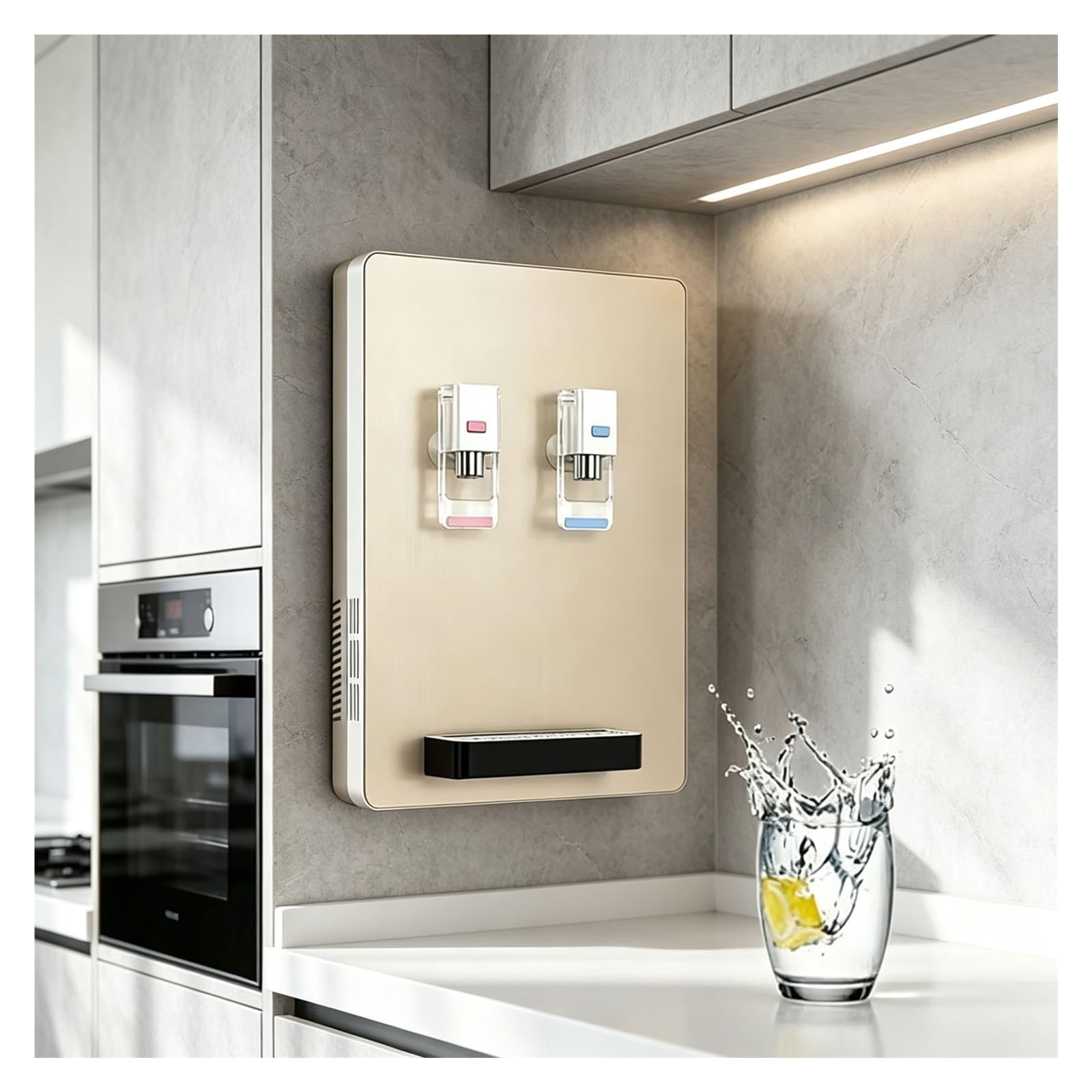 Montaggio a parete Erogatore acqua, Dispenser acqua ufficio, 2 temperature, Risparmia spazio, Refrigeratore D'acqua Bollitura Istantanea, Adatto per case, uffici