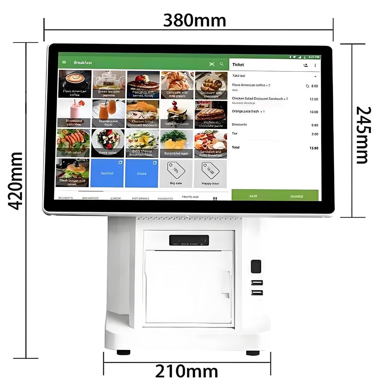 Caja registradora con Pantalla táctil, Caja registradora Inteligente Todo en uno, Terminal TPV con Pantalla táctil 15,6 Pulgadas para Caja registradora, cajero para supermercados, Catering