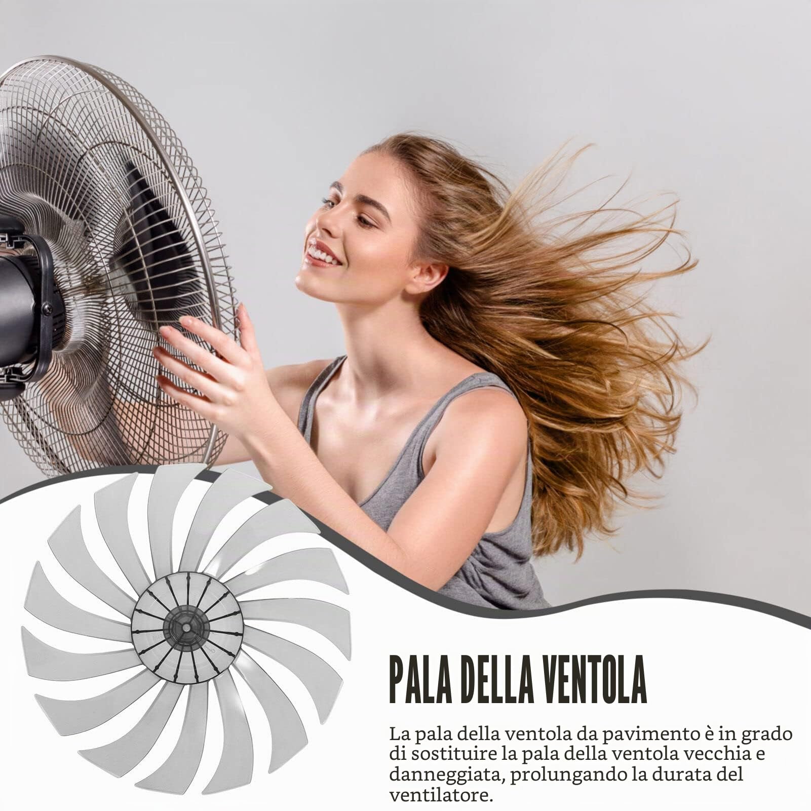 DOITOOL Pale di ricambio per ventola da 14 pollici in plastica universale, 15 fogli, pale per ventole elettriche, ventilatore a pavimento, accessori ventole in plastica
