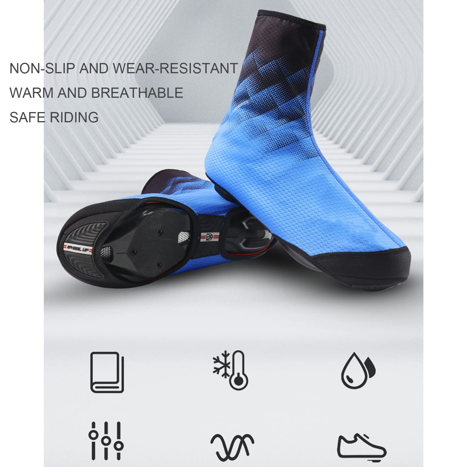 1 para zimowy termiczny koc na buty rowerowe zestaw polarowy utrzymywanie ciepła rower buty do noszenia wodoodporny ochraniacz na buty sportowe, koc, niebieski, L (40