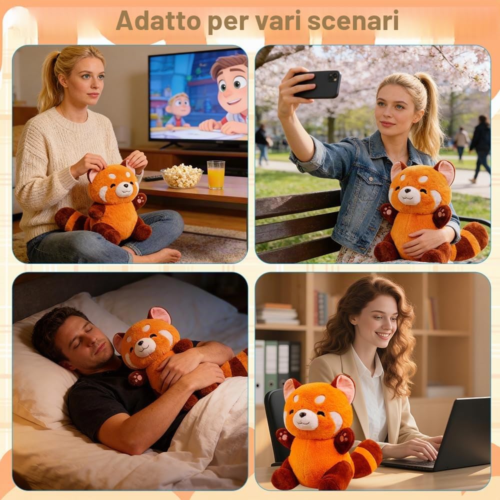 Mineup 35 cm Panda Rosso Giocattolo, Panda Rosso Peluche, Red Panda Plush, Bambola Cuscino, Kawaii Pand Plushie, Pand Ross Pupazzo, Giocattolo per Bambine Bambini Regalo