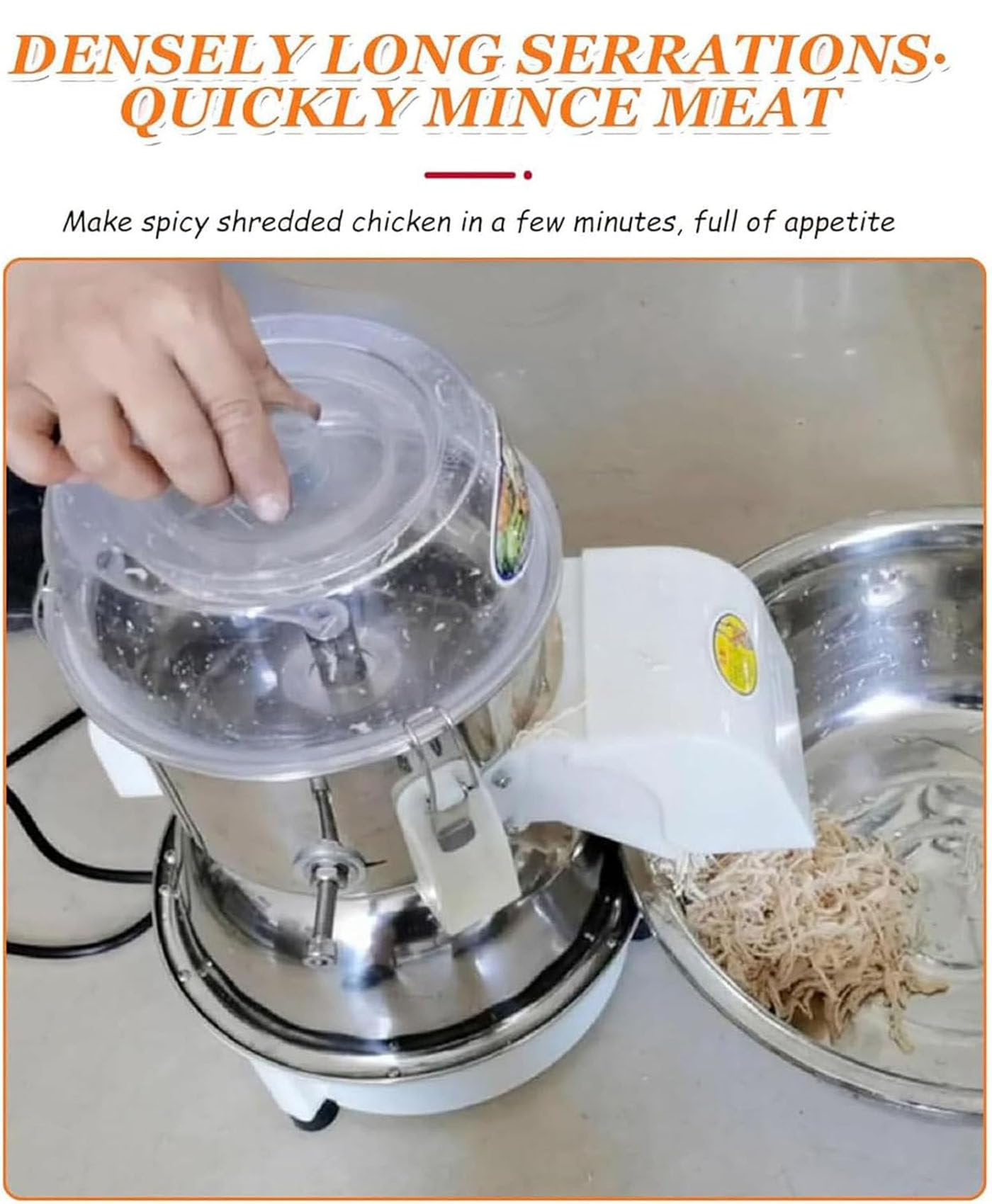 180W Automatischer Chicken Shredder,Elektrisches Hähnchen-Schredder-Drehwerkzeug,Großer Visuell Hähnchenbrustzerkleinerer,für gekochte Hähnchenbrust und Rindfleisch,30KG/H