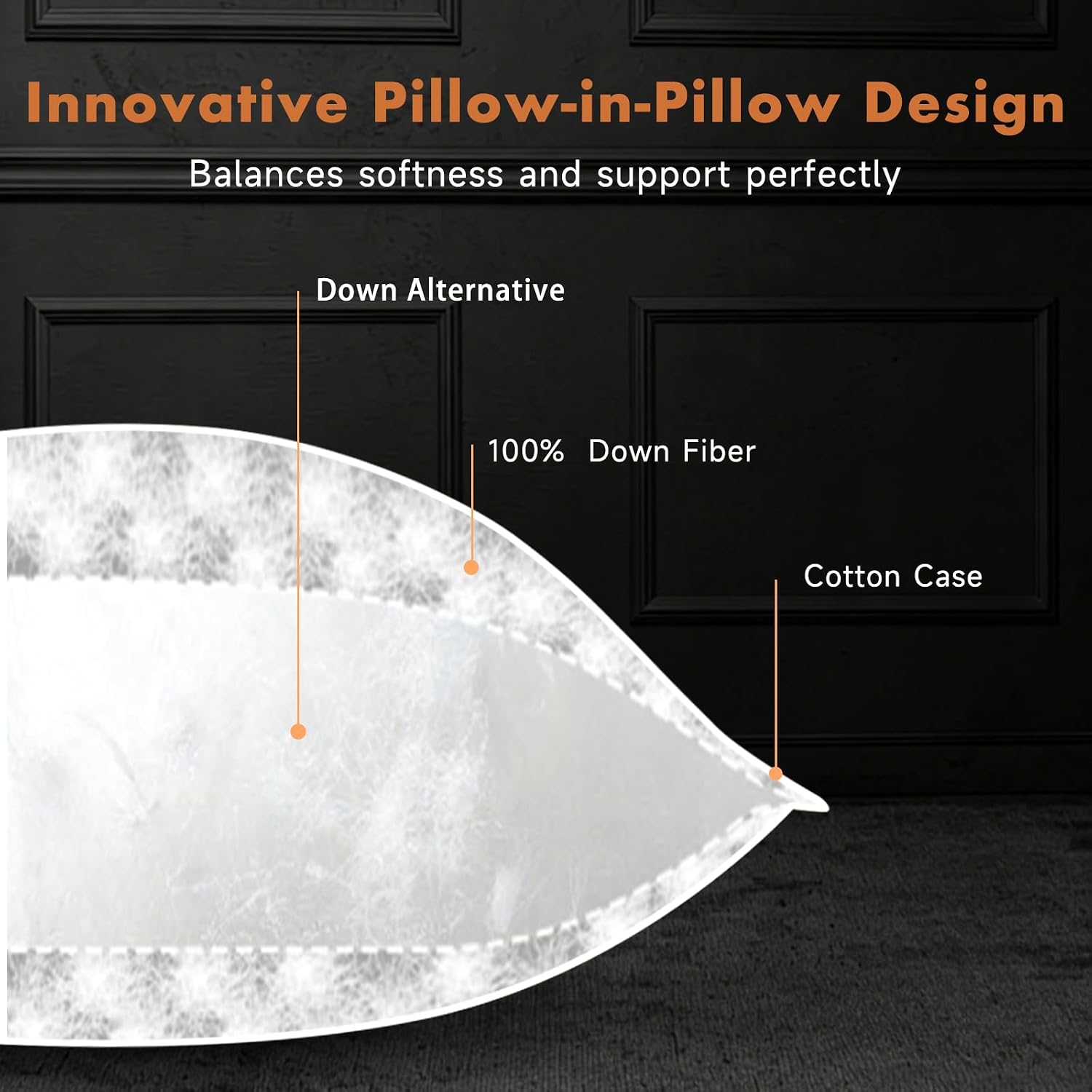 Goose Down Pillow Standard Size, Luxury Hotel Collection Bed Pillow for Sleeping，3-Chamber Design Downproof，100% Cotton Shell (White, Standard)
