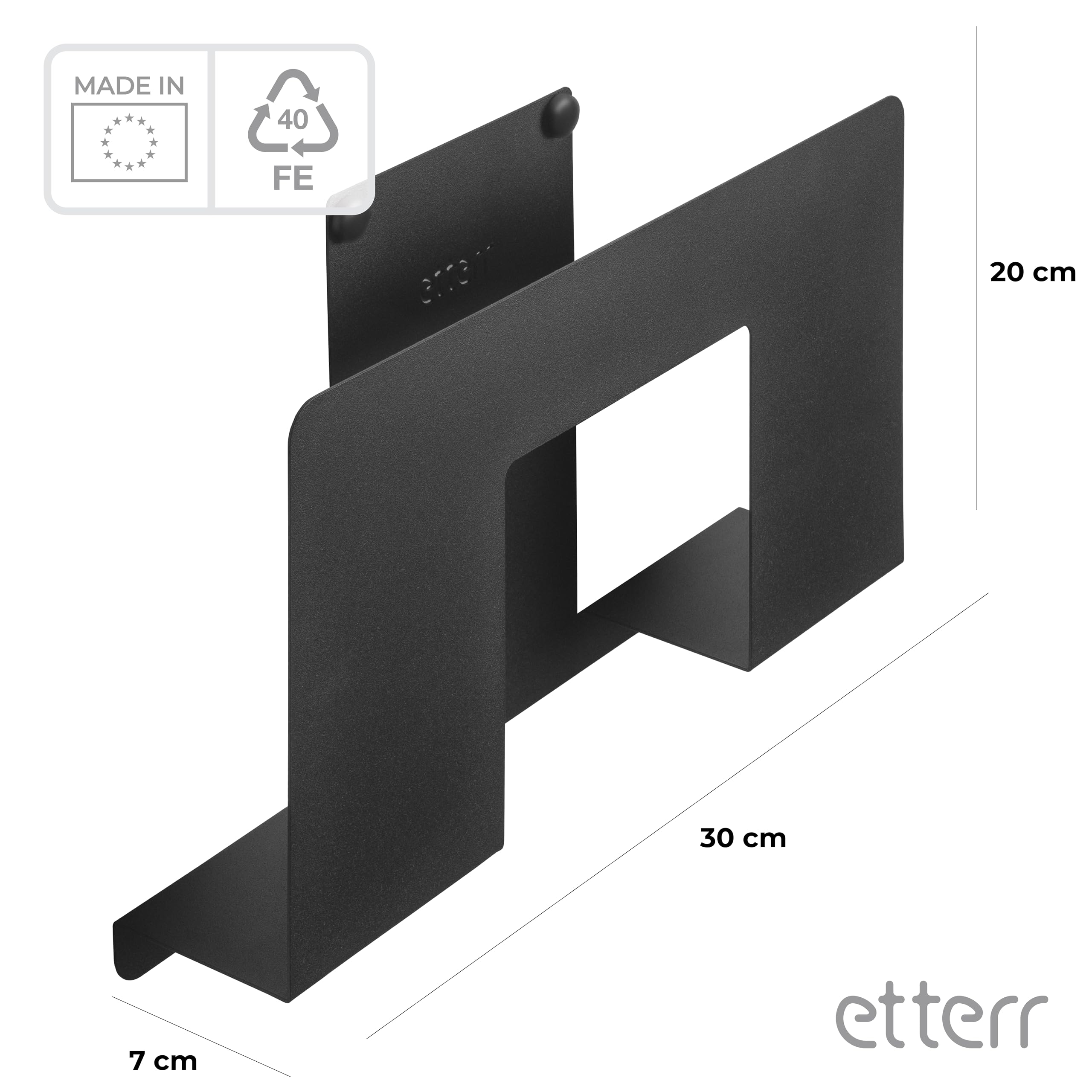 Organizador de Revistas de Pared Carpeta Archivadora Papel A4 Estantería Baño Negro 1 Unidad