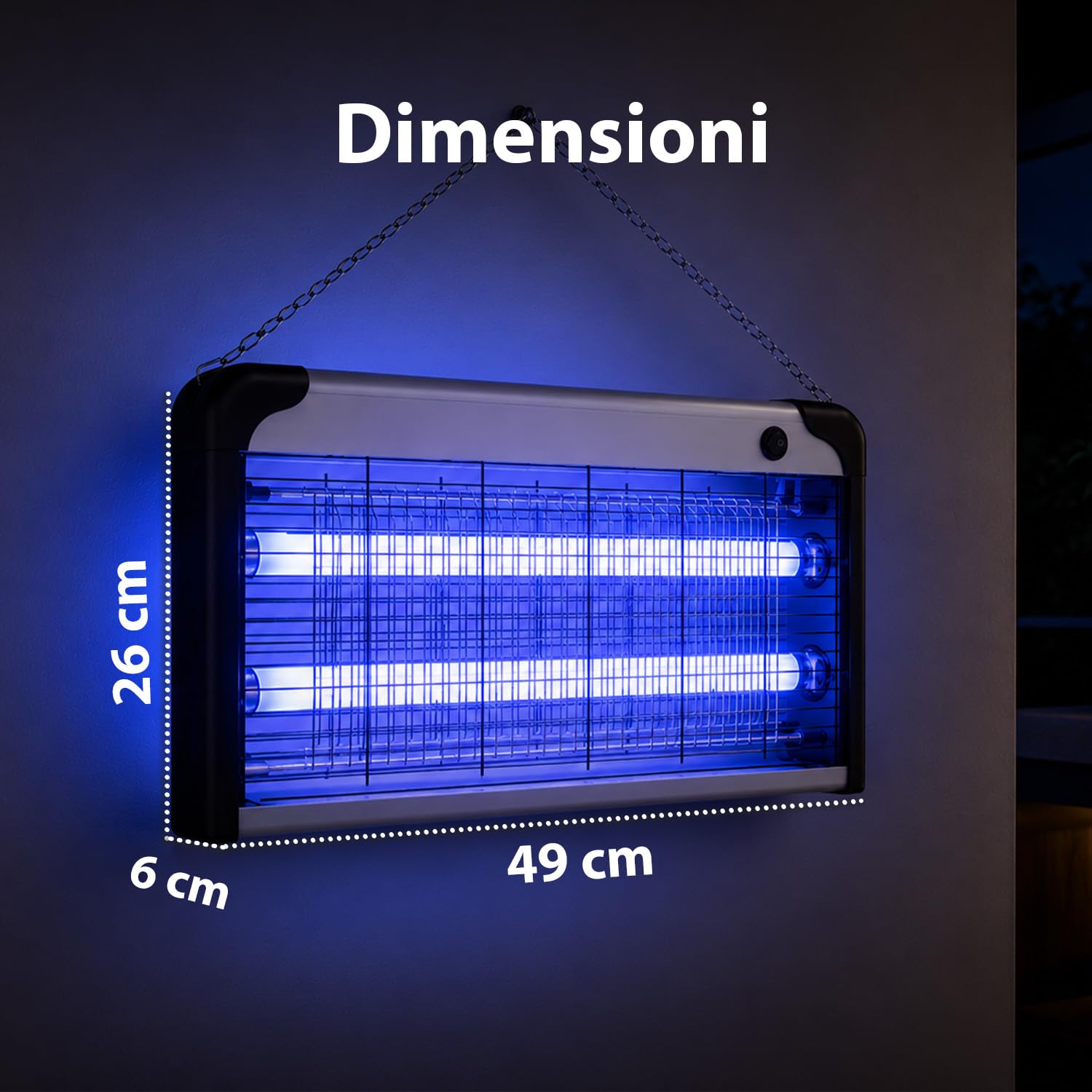 Lampada Antizanzare Elettrica 30W UV – Anti Zanzare e Mosche Elettrico a Shock, Trappola Zanzare Interno ed Esterno, Ammazza Zanzare Elettrico, Parete/Catena/Terra, 26×49×6 cm