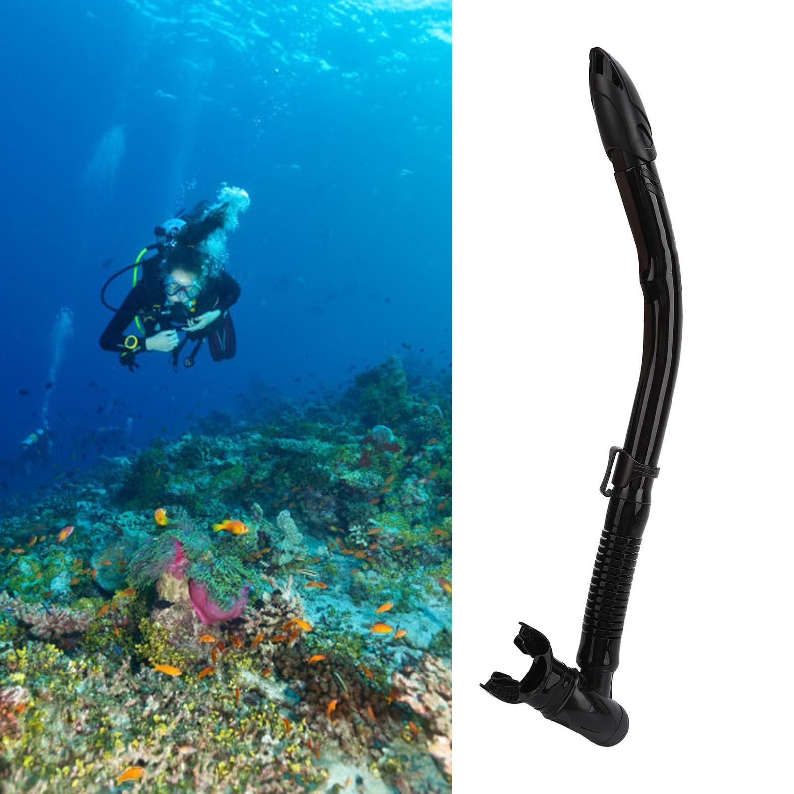 Tubo de Respiración de Buceo Semiseco de Silicona ABS con Válvula de Exhalación para Natación y Snorkel