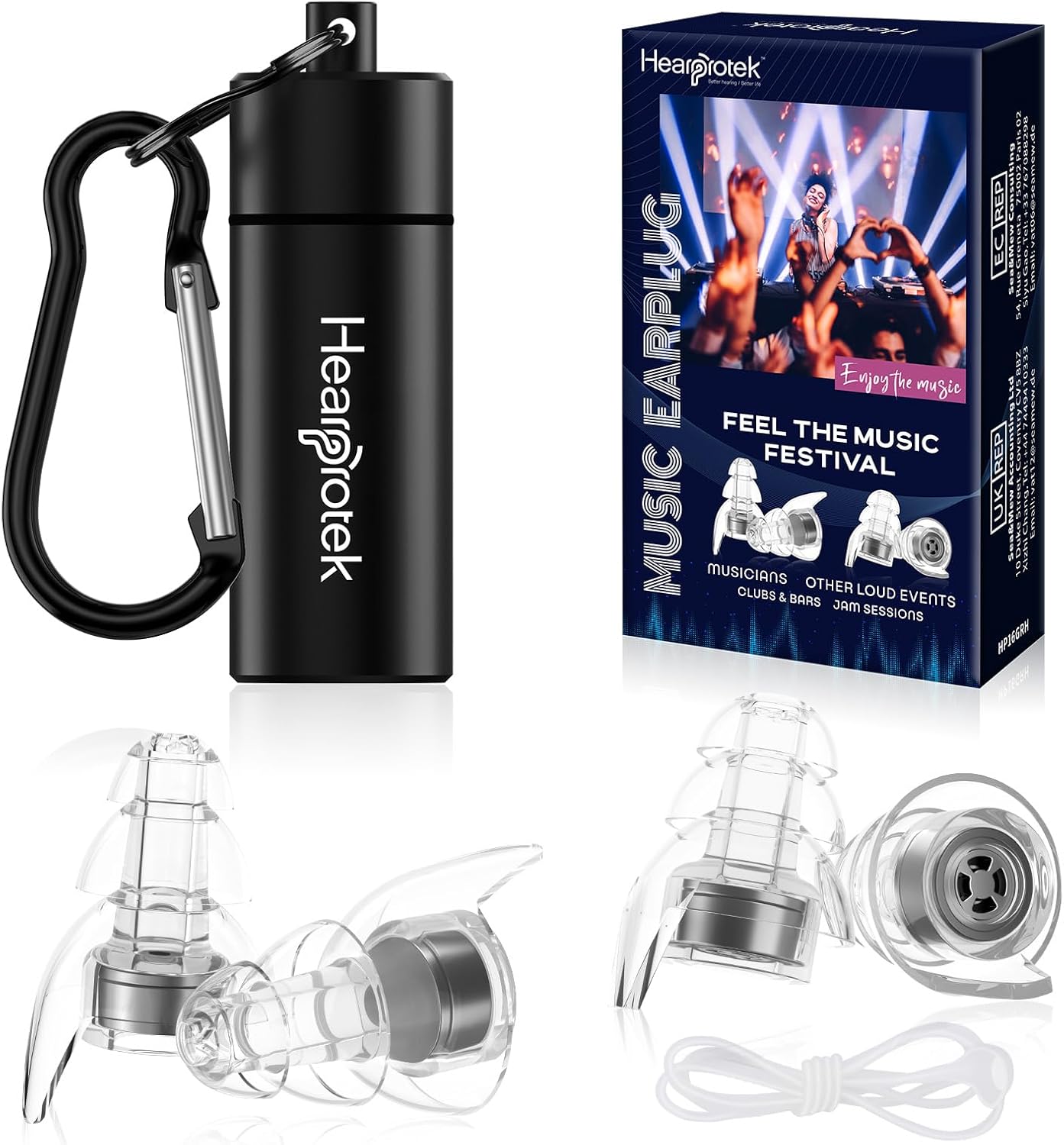 Hearprotek Concert Ear Plugs, 2 Pairs High Fidelity