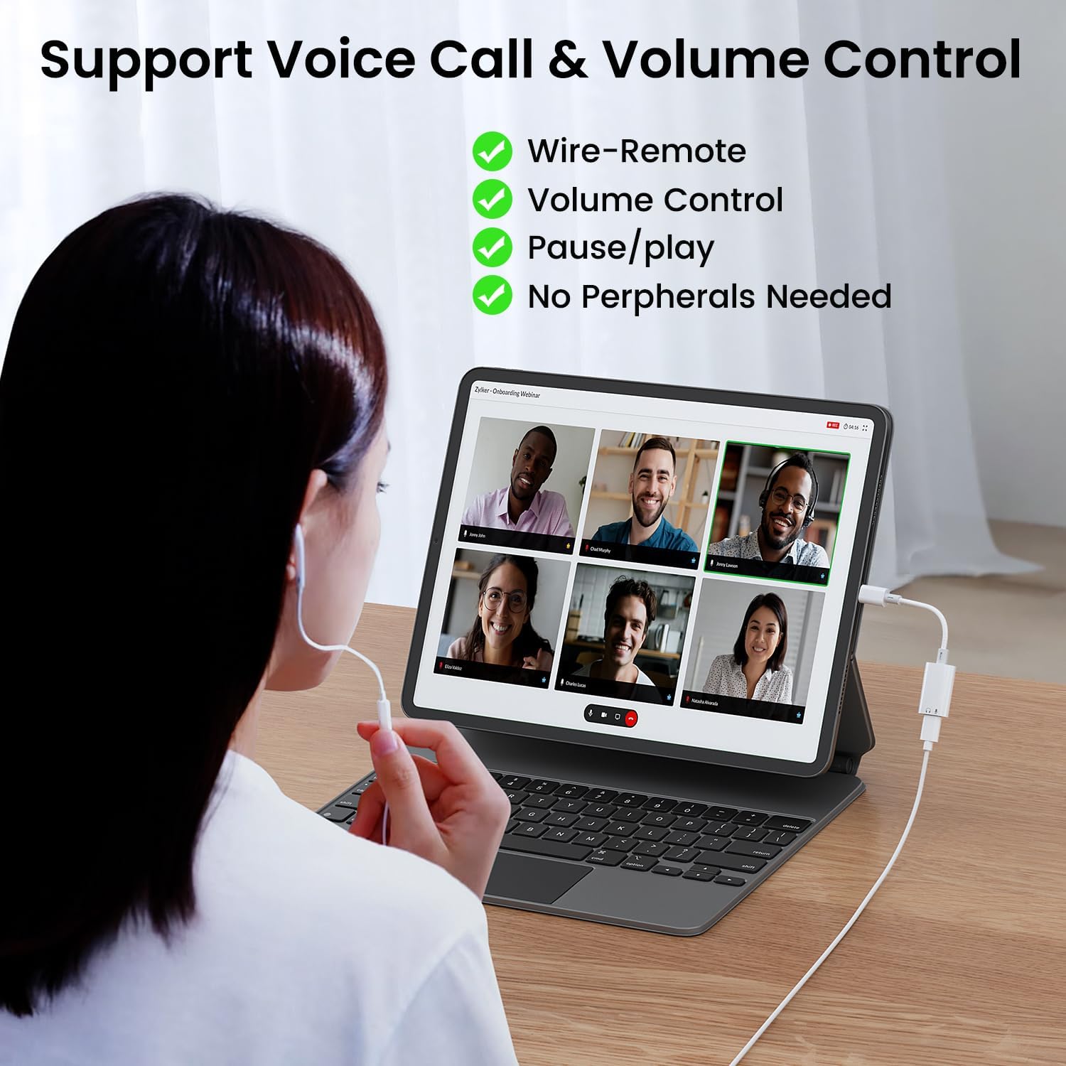 USB C to Lightning Headphone Audio Adapter, USB C Male to Lightning Female Earbuds Audio Adapter Compatible with iPhone 17/16/16e/15 Plus/Pro/Max, iPad Pro, iPad Air 6/5, MacBook (No Charge)[100 Pcs]