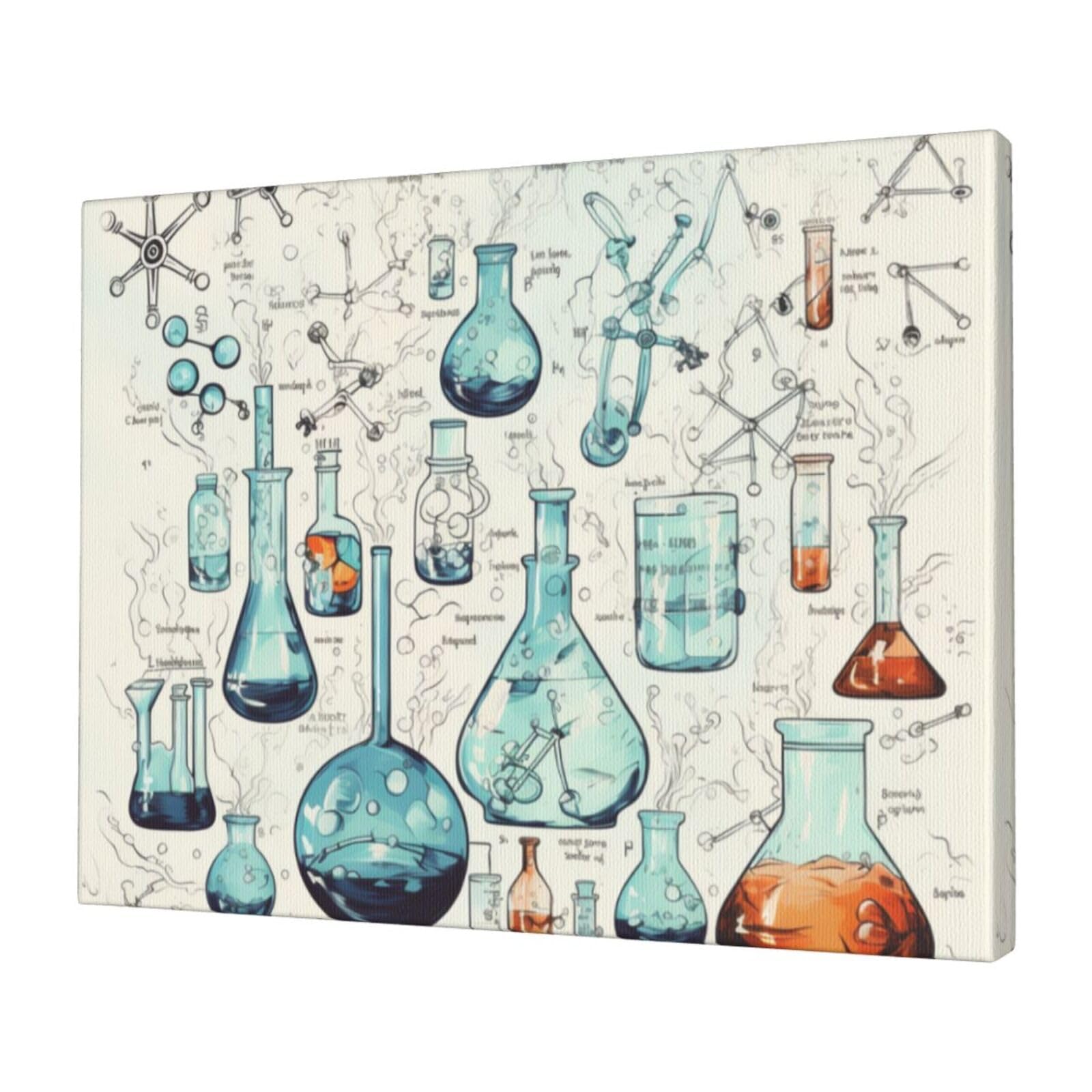 KLOPH Chemistry Print Canvas Wall Art for Living Room 12"x16" Modern Artwork Painting for Bathroom Hanging Canvas Prints Aesthetic Wallart for Bedroom Kitchen Office Wall Decor