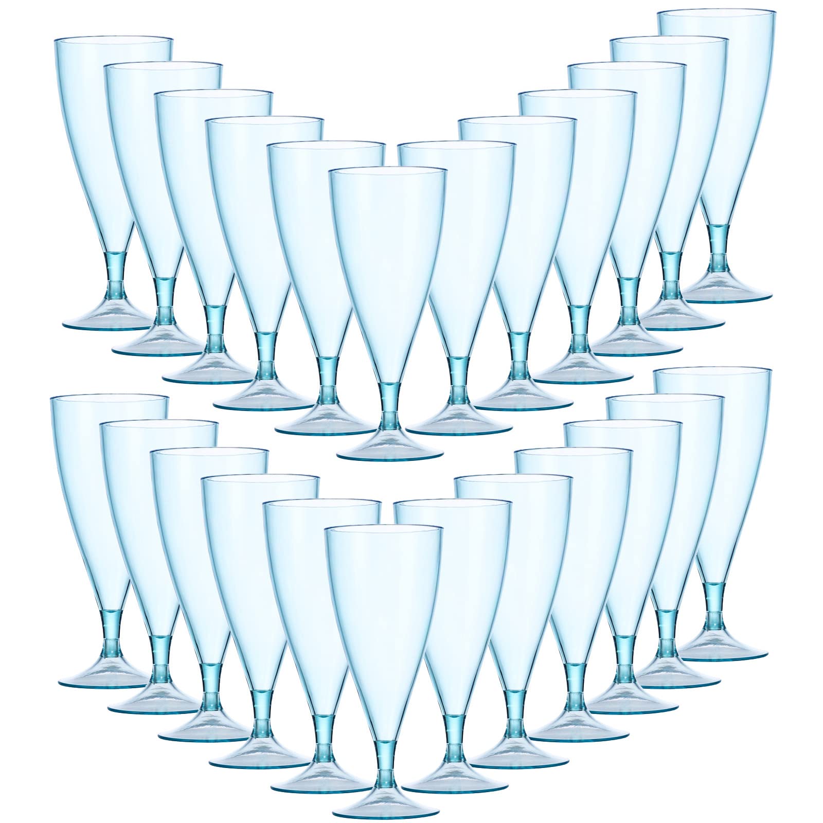 24 Pack Champagne Flutes - Disposable Champagne Flute - Plastic Champagne Glasses for Parties,Mimosa Bar,Events,Wedding and Shower Party Supplies-Toasting Cocktail Cups Blue Blue 24