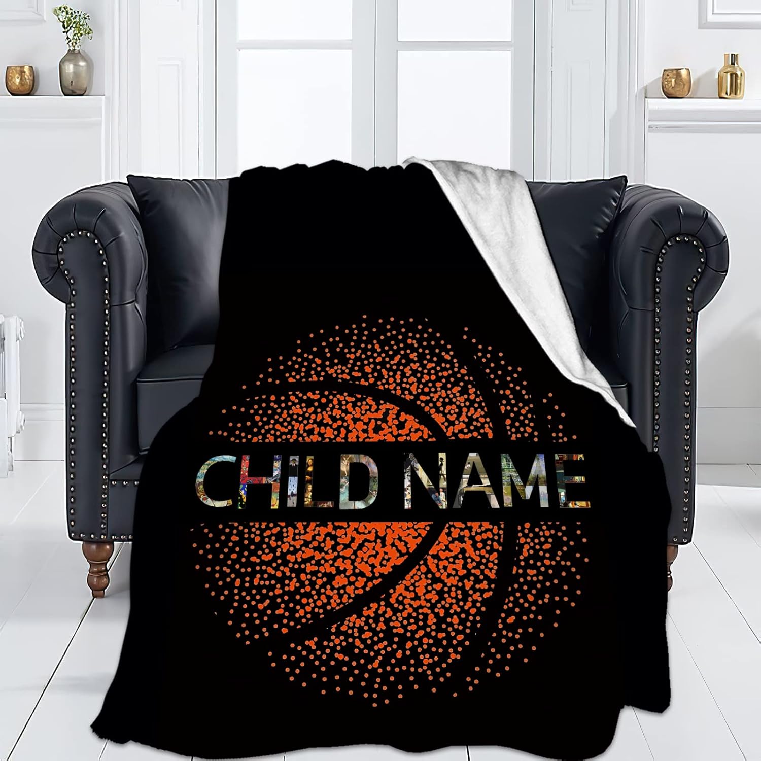 ECLUT Custom Basketball Blanket with Name Text Customized
