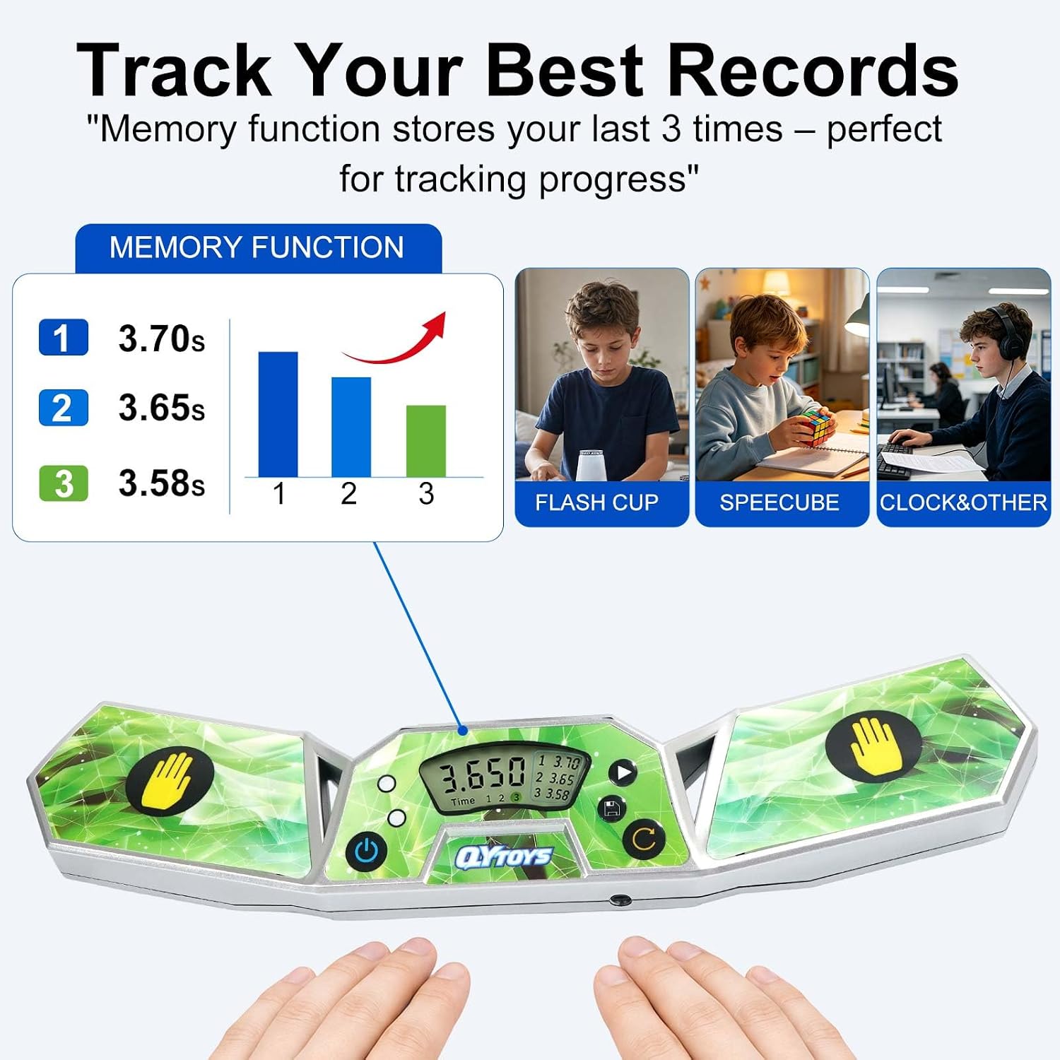 Professional Speed Cube Timer, Touch Control Timer for Puzzle（Green）