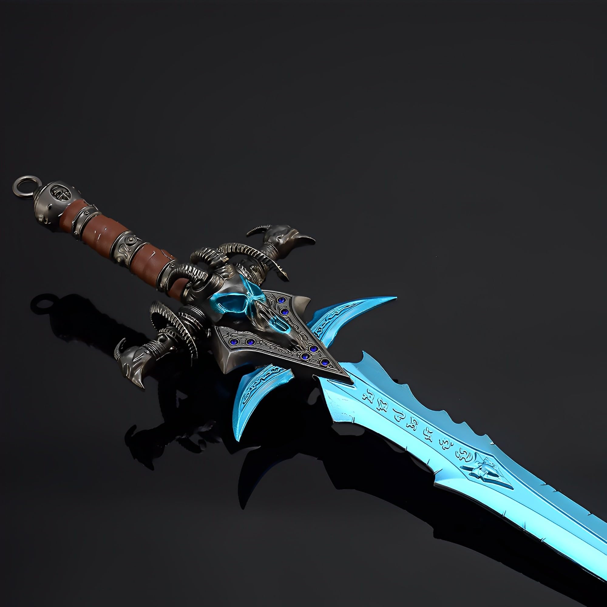Modèle Greatsword, Modèle Frostmourne, Coloration Effet givré, Longueur 30 cm, entièrement en métal avec Support d'exposition