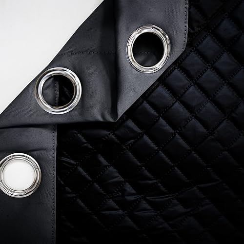 Miniatura 4 de SK Studio Paneles de cortinas opacas para ventana, con aislamiento térmico, cortinas de bloqueo de luz completa y forro negro, 2 paneles, blanco, 42