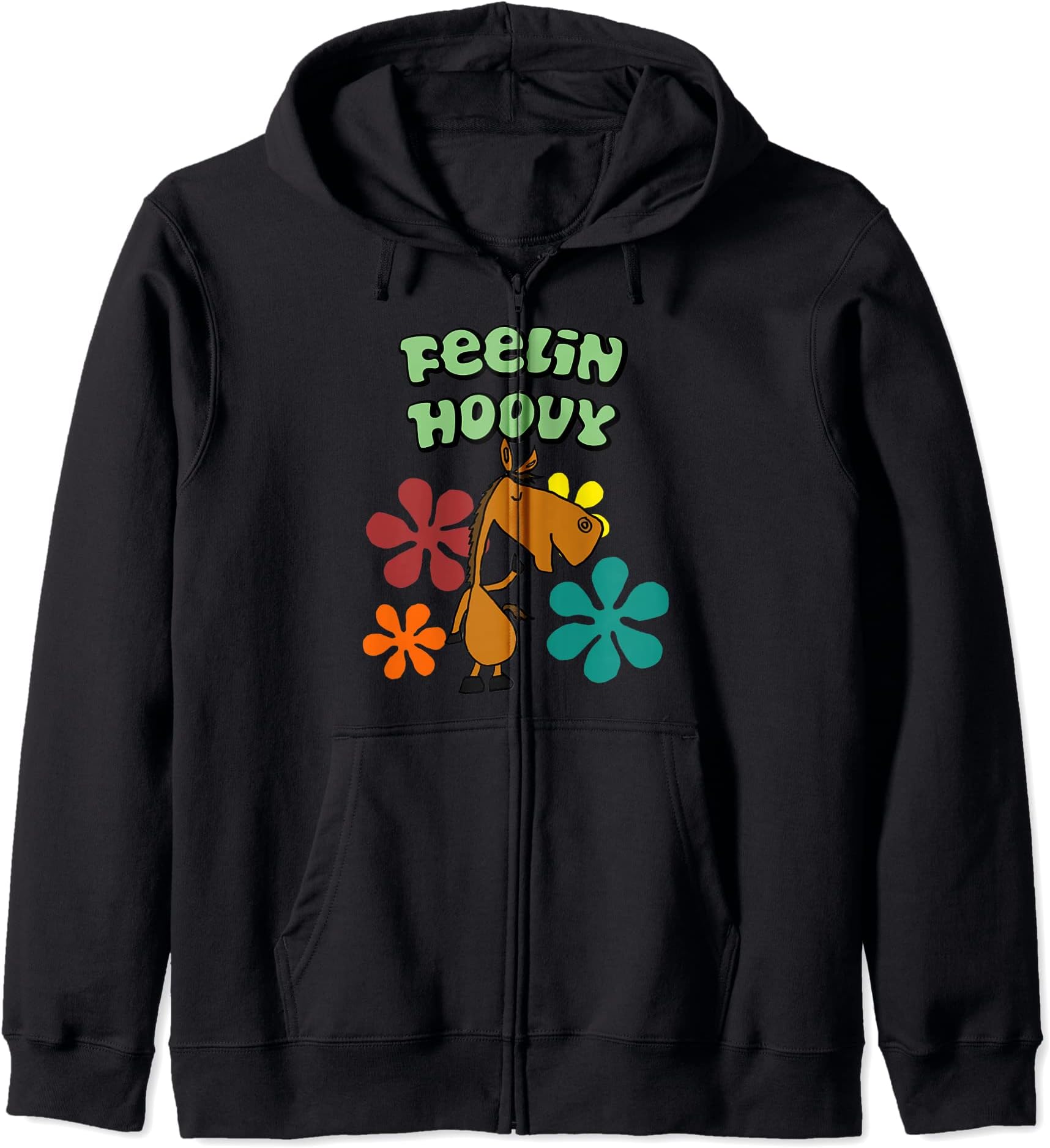 SmileteesfunnyFunny Horse Feelin Hoovy Retro Pun Zip Hoodie