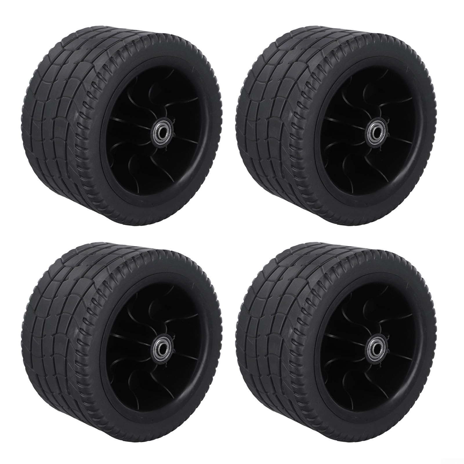 17,8 cm Ersatzräder für Gartenwagen, 360° drehbare Bollerwagenreifen mit Doppellager für Bollerwagen-Ersatzteile (4 Stück)