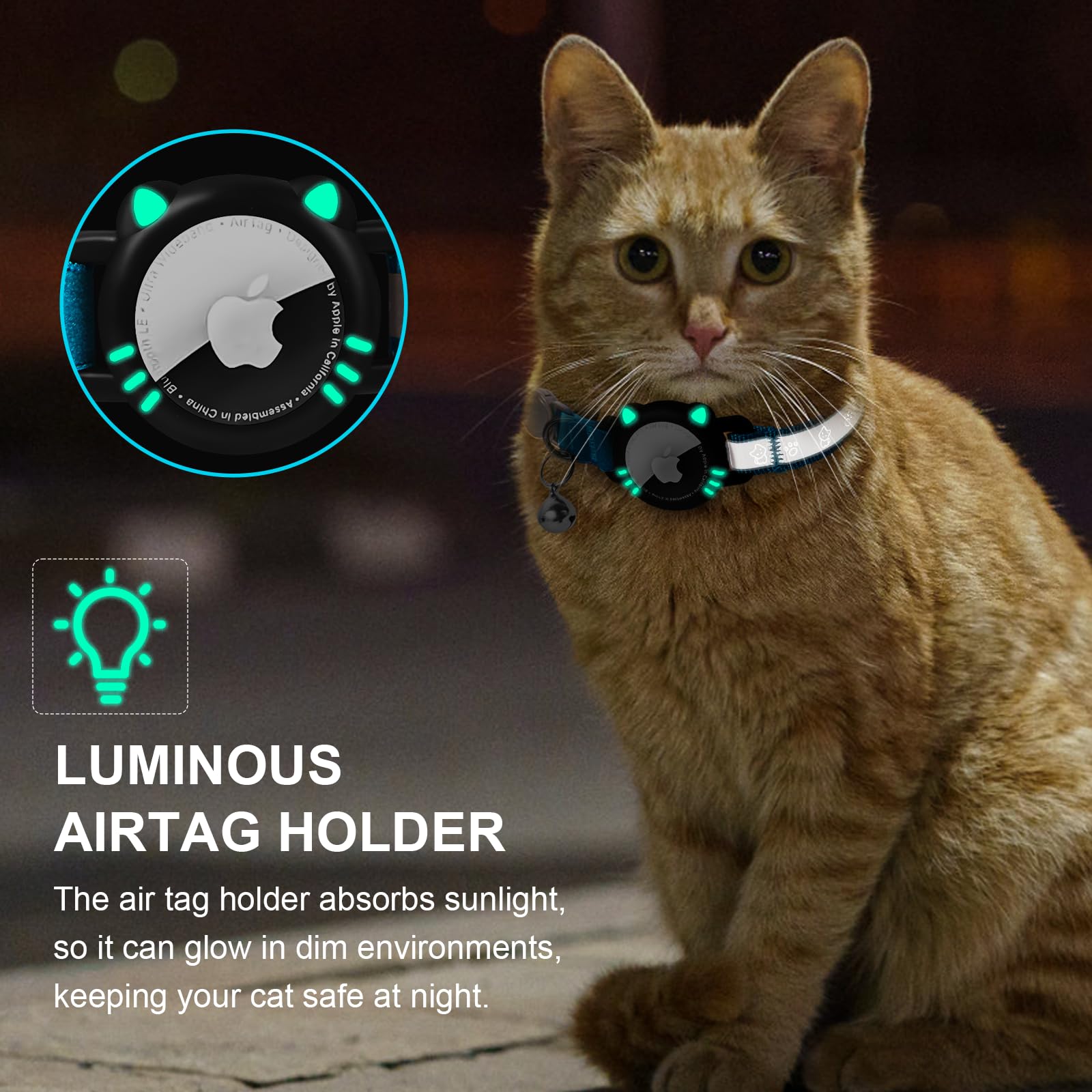 Riflettente Collare Gatti Compatibile con Apple Airtag Collare Air Tag Gatto con Fibbia di Sicurezza per Gattini, Air Tag GPS Non Incluso