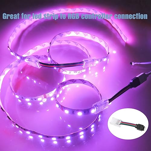 Miniatura 2 de Conectores de tira LED de 4 pines y tira al puente del controlador para 0.394 in de ancho 2835 5050 LED RGB tira de luz